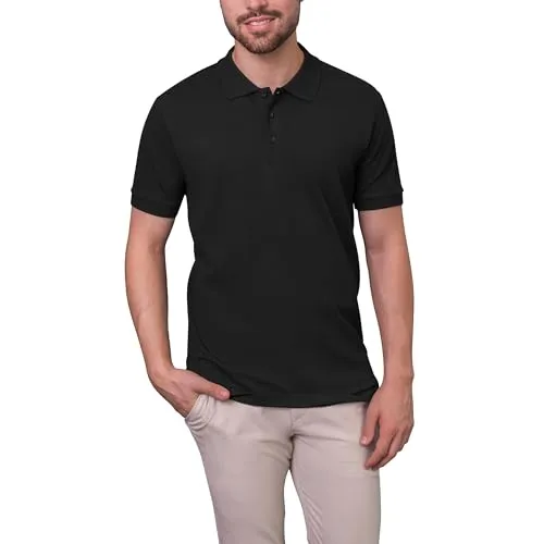 HRM Herren Luxury Stretch Polo, schwarz, Gr. 5XL I Premium Polo Shirt Herren aus 95% Baumwolle & 5% Elasthan I Basic Polohemd bis 40°C waschbar I Hochwertige & nachhaltige Herren-Bekleidung