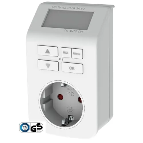 GAO EMT709 Zeitschaltuhr digital mit 16 Programmen, 3680W, elektronische Wochenzeitschaltuhr TÜV/GS-Zeichen, Countdown-Timer, Zufallsschaltung, Berührungsschutz