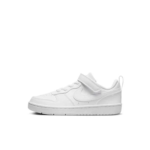 Nike Unisex Kinder Court Borough Low Recraft Sneaker, Weiß, 31.5 EU - Sneaker für Kinder mit elastischen Schnürsenkeln und Klettverschluss für einfaches An- und Ausziehen, ideal für aktive Kids und leicht zu reinigen.