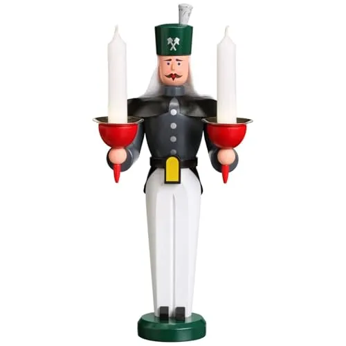 Bergmann farbig - Handgefertigter Leuchter aus dem Erzgebirge, 26 cm hoch, traditioneller Weihnachtszauber aus Seiffen