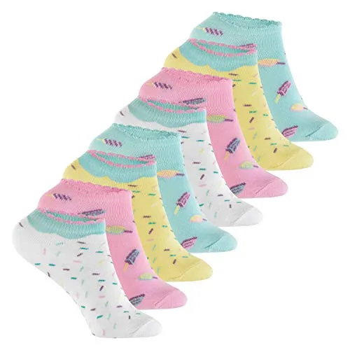 Footstar Kinder Sneaker Socken (8 Paar) Bunte Kurzsocken für Mädchen & Jungen - Pastell Mix 31-34