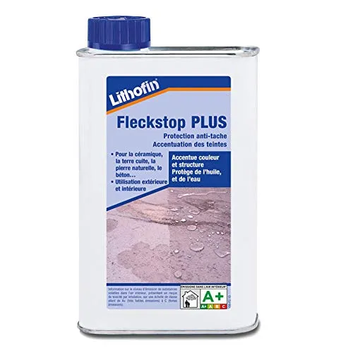 Lithofin Fleckstop PLUS 0,5 l - Imprägnierung für raue Oberflächen - Reinigungsset für Innen- und Außenbereich, bietet Langzeitwirkung und schützt effektiv vor Flecken auf rauen Oberflächen.