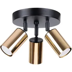 Sollux SL.1385 Plafond WINX 3P schwarz/gold - Elegante Deckenlampe - Lampen - Die WINX überzeugt mit modernem Design und dimmbarem LED-Licht, ideal für jedes Interieur. Flexibel einsetzbar als Decken-, Wand- oder Tischleuchte.