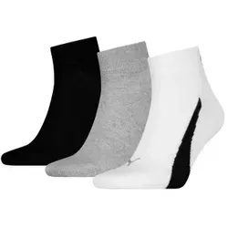 Puma 3P Lifestyle Quarter Socks Weiß/Schwarz Gr 43/46