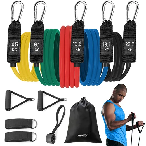 Gymtek® Fitnessbänder Resistance Bands Widerstandsbänder - 5 Stück, 4.5-22.7kg
