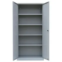 Stahl Aktenschrank Metallschrank abschließbar Lichtgrau/Blau 1950 x 925 x 422 mm - Büroschrank aus robuster Stahlkonstruktion, abschließbar und mit 4 höhenverstellbaren Einlegeböden für flexible Nutzung. Ideal für die sichere Aufbewahrung von Akten und Werkzeug.