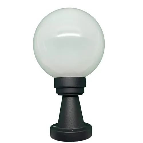 H4L Kugelleuchte - Stilvolle Außenlampe Ø 25cm - Moderne Kugelleuchte Ø 25cm in Weiß mit schwarzem Sockel, witterungsbeständig und ideal für Gartenmauern und Außenflächen. Perfekte Beleuchtungslösung für Ihren Außenbereich!