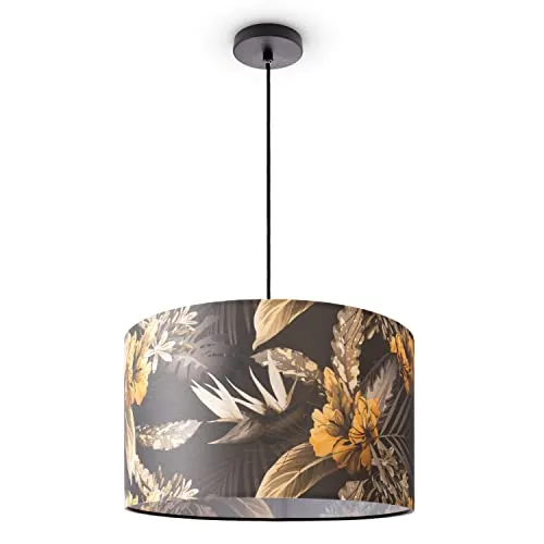 Paco Home Pendelleuchte, Schwarz & Gelb, Elegante Innenbeleuchtung - Elegante Pendelleuchte mit hochwertigem Stoffschirm in trendigem Design, ideal für jedes Zuhause. Einfach zu montieren und dimmbar für eine individuelle Lichtatmosphäre.