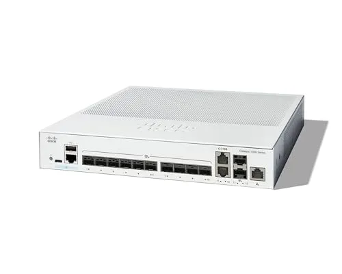 Cisco Catalyst 1300-12XS Managed Switch - Managed Switch mit 10 Ports 10G-SFP+ und 2 x 10GE-SFP+ Kombi, ideal für hohe Netzwerkgeschwindigkeiten und zuverlässige Performance in Unternehmensumgebungen.