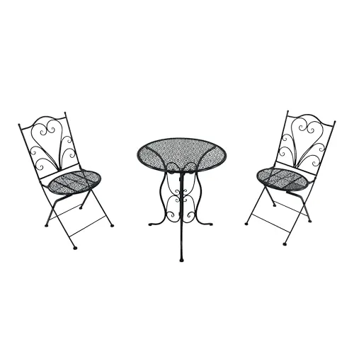 AXI Eloise Bistroset 3-teilig aus Metall in Anthrazit - Bistro Gartenmöbel Set für Terrasse, Balkon oder Garten mit platzsparenden Klappstühlen und elegantem Mosaikdesign für romantische Stunden im Freien.