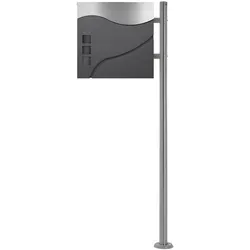 ML-DESIGN Standbriefkasten mit Zeitungsfach, Anthrazit - Eleganter Briefkasten mit 120cm Standfuß, pulverbeschichtet aus Edelstahl, ideal für modernen Eingangsbereich und inklusive Montagematerial.
