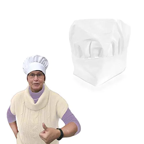 Oblique Unique® Kochmütze Koch Chef Hut Mütze Kopfbedeckung Kostüm Accessoire Fasching Karneval Motto Party Unisex Einheitsgröße Weiß