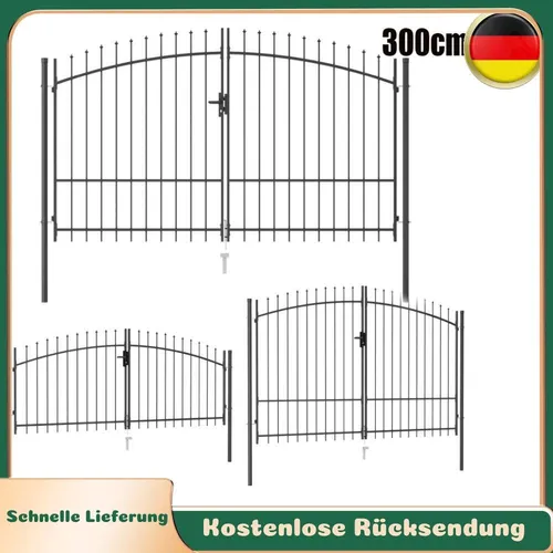 Doppelflügeltor Gartentor - Modernes Einfahrtstor aus pulverbeschichtetem Stahl - Gartentor in der Größe 3 x 1,25 m, stilvolles Design, robust und langlebig, ideal für Einfahrten und Gärten.