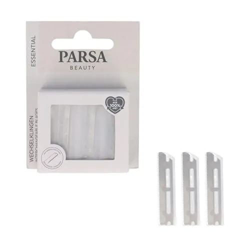 PARSA Beauty Wechselklinge für Augenbrauen Trimmer, 3 Stück | Scharfe Rasierklingen aus Japanischem Stahl, 100% rPET, langlebige Klingen für Augenbrauenrasierer Trimmer, Einfacher Wechsel