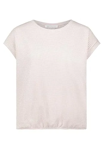 Betty & Co Damen Casual-Shirt mit Gummizug L, Weiß/Taupe