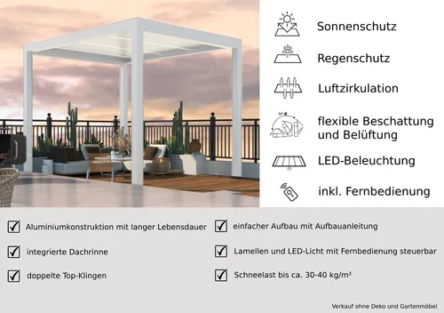 Produktbild Motorisierte Pergola mit LED Licht 3x3m