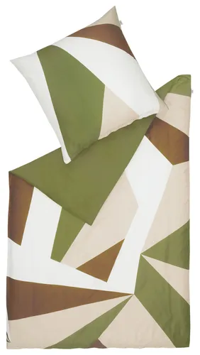Schöner Wohnen Satin-Bettwäsche-Garnitur Origami in Grün 135x200+80x80 - Bettwäsche in elegantem Origamimuster, aus 100% Baumwolle mit Reißverschluss für einfachen Bezug. Verleiht Ihrem Schlafzimmer modernen Stil und angenehmen Schlafkomfort.