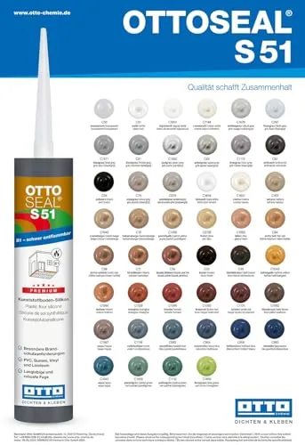 OTTOSEAL S 51 Premium-Kunststoffboden-Silikon C1662 perlgrau 310ml - Dicht- & Spachtelmassen für PVC, Gummi, Vinyl & Linoleum – Schwer entflammbar (B1) und ideal für Innen- & Außenanwendungen mit hoher Witterungs- und UV-Beständigkeit.
