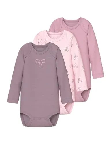 Name it baby Nbfbody 3P Ls Barely Pink Bow Noos