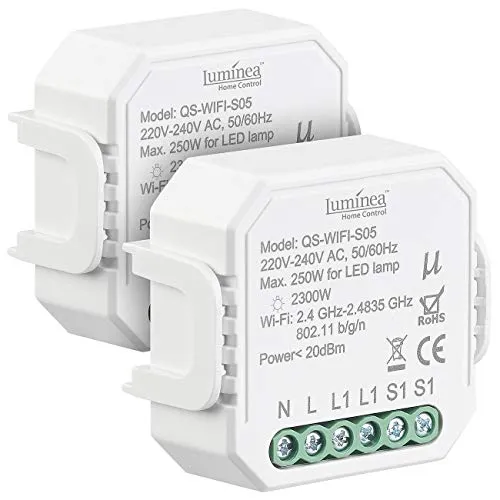 Luminea Home Control Smart Schalter: 2er-Set WLAN-Unterputz-Lichtschalter, App, für Siri, Alexa&Google Ass. (WLAN Unterputz Schalter, Wlanschalter, Deckenventilator)