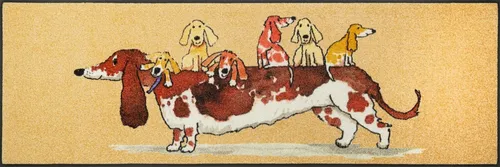 wash+dry by Kleen-Tex Woof Buddies Läufer - Bunte rechteckige Fußmatte aus 100% Polyamid, rutschfest dank Nitrilgummirücken und ideal für Haustierliebhaber.