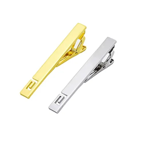KALUROIL 2 PCS Krawattennadel, klassischer Business-Stil, Krawattenklammer für Herren(Gold + Silber)