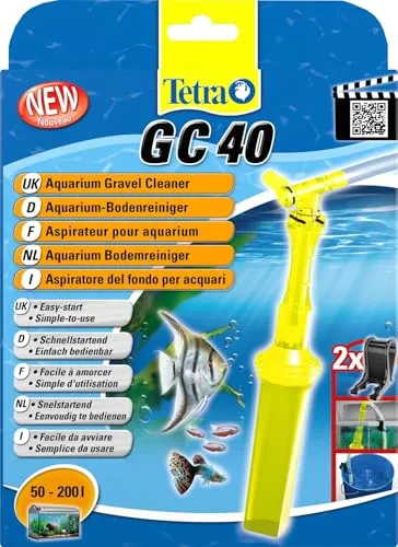 Tetra GC 40 Aquarien-Bodenreiniger mit Schlauch, Schnellstartventil und Fischschutzgitter, Mulmsauger mit Saugrohrkonstruktion, geeignet für Aquarien von 50 – 200 Liter