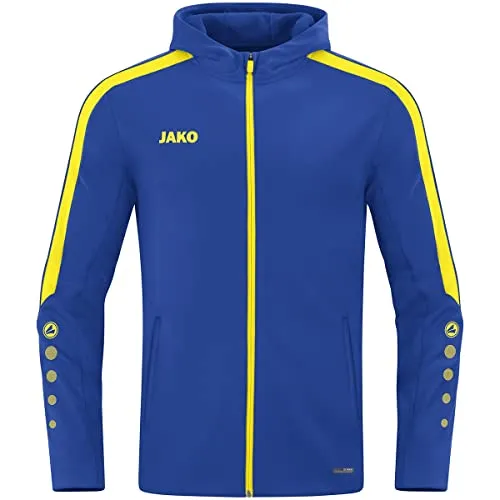 JAKO Damen Kapuzenjacke Power, Royal/Citro, Größe 36 - Funktionsjacke für Damen, atmungsaktiv und fleecegefüttert für optimalen Wärmekomfort bei Sport und Freizeit. Ideal für kalte Tage und aktive Einsätze.