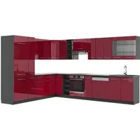 Vicco Eckküche Fame-LINE 257x347 cm in Bordeaux Hochglanz in rot von Vicco