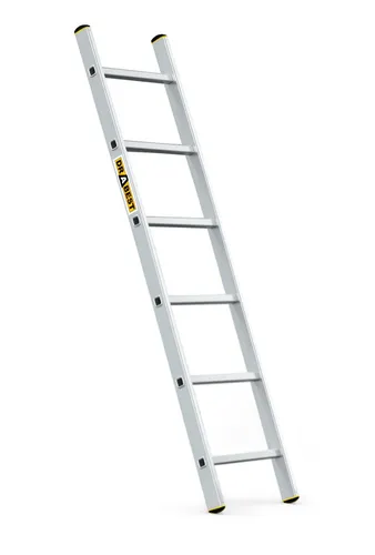 DRABEST PRO Serie Anlegeleiter Aluminium-Stufenleiter - 6 Stufen - Mehrzweckleiter mit 150 kg Tragfähigkeit, leicht und korrosionsbeständig. Ideal für Haus und Garten, mit rutschfesten Füßen für maximale Sicherheit.