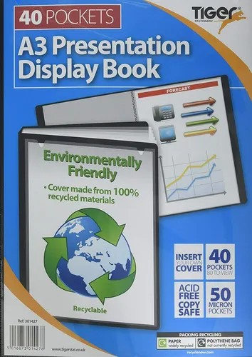 A3 Schwarz Display Buch 40 Taschen Kunst Dokument Präsentation Ordner Portfolio