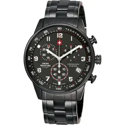 Swiss Military SM34012.04 Herren-Chronograph - Schwarz - Chronograph für Herren mit präzisem Swiss Made Quarzwerk, wasserdicht bis 5 ATM und elegantem Edelstahlarmband für höchsten Tragekomfort.