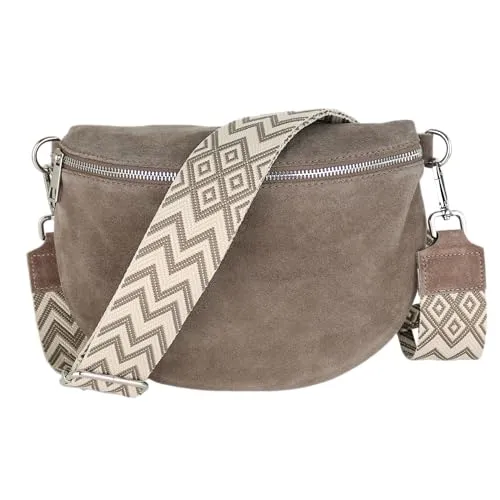 MIRROSI Damen Bauchtasche aus Wildleder in braun von MIRROSI