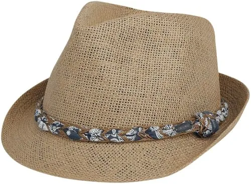 CHILLOUTS Labasa Sommerhut - Verstellbarer Trilby für Herren, Navy/Braun - Eleganter Sommerhut für Herren aus 100% Papierstroh. Atmungsaktiv und leicht, ideal für Strand, Garten oder Stadtbummel. Verstellbare Größe für optimalen Tragekomfort.