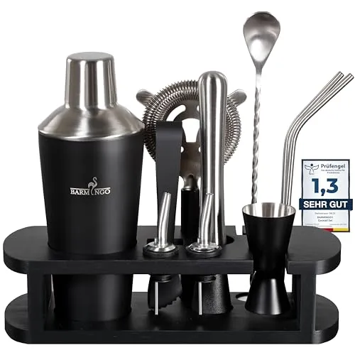 BARMINGO® Edelstahl Cocktail Set 11tlg. – Hochwertiges Barkeeper Set mit 700 ml Shaker