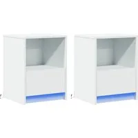 vidaXL Nachttische mit LED-Leuchten 2 Stk. Weiß