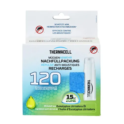 Thermacell Nachfüllpack Mückenabwehr - 30 Plättchen + 10 Gaskartuschen für 120h Schutz - Zuverlässige Mückenabwehr für Garten und Balkon mit 120 Stunden Schutz. Einfache Anwendung, ohne Chemikalienkontakt – ideal für ungestörte Stunden im Freien. Kompatibel mit allen Thermacell Geräten.