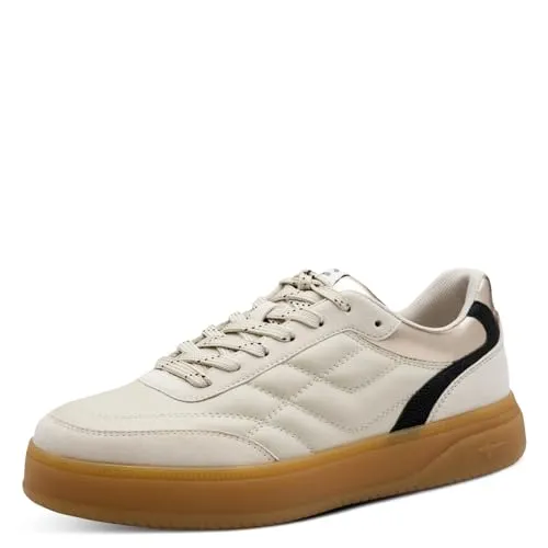 Plateausneaker TAMARIS für Damen, Gr. 42, beige - Sportliche Halbschuhe von Tamaris aus Leder und Lederimitat mit trendiger Ziersteppung und einer Plateauhöhe von 3 cm – ideal für lässige Freizeitlooks!