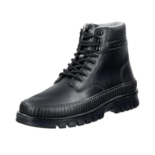 Gant Stiefelette aus Lederimitat in Schwarz – Größe 43 EU - Wanderschuhe mit 7 cm Blockabsatz und runder Schuhspitze, ideal für gemütliche Wanderungen und den Alltag.