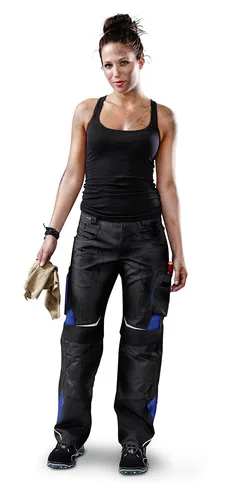 KÜBLER PULSSCHLAG HOSE 2124 SC Schwarz/Kornblumenblau Größe 48 - Hochwertige Arbeitskleidung mit ergonomischer Passform und vielen praktischen Taschen, ideal für Handwerker und Bauarbeiter.