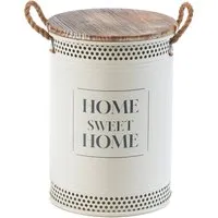 Kobolo Wäschekorb HOME aus Metall und Holz, Gr. M 34 x 47 cm - Wäschekorb im modernen Industrial-Design, vielseitig nutzbar als Wäschebehälter oder Deko-Element. Mit gepolstertem Deckel als Sitzgelegenheit und robusten Seilgriffen für einfachen Transport.