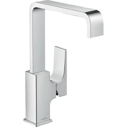 hansgrohe Metropol Einhebel-Waschtischmischer 230mm - Waschtischarmaturen mit Push-Open Garnitur, 5 l/min Durchfluss und temperaturbegrenzbarem Keramikmischsystem für höchsten Komfort.