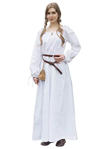 Battle-Merchant Mittelalter Kleid Ana Damen - Wikinger Kostüm - Kostüm-Outfits für Erwachsene, hochwertiges Baumwoll-Maxikleid für LARP, Fasching oder Karneval, in fünf Farben und Größen erhältlich, ideal als Unterkleid oder für Mittelalter-Verkleidungen.