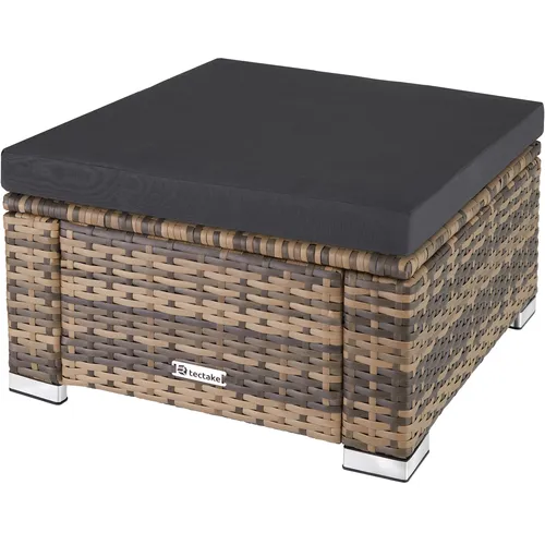 tectake® Witterungsbeständiger Outdoor Rattan Hocker - Gartenhocker mit abnehmbarem Kissen, robust und pflegeleicht – perfekt für Balkon oder Garten, bietet Komfort und Stil.