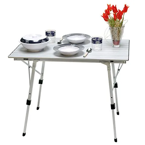 Alu Rolltisch, Campingtisch Bali, Tischplatte: 90 x 60 cm, Tischhöhe: 70cm, Aluminium