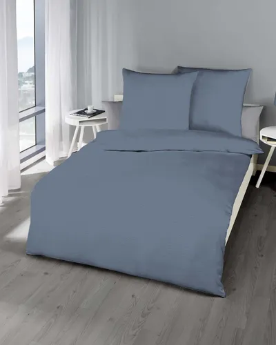 Kaeppel Bettwäsche Uni, Seersucker, 2 teilig in blau von Kaeppel