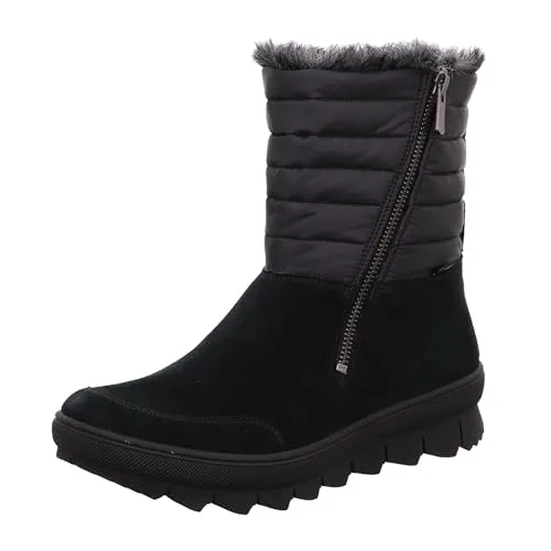 Legero Damen Novara Gore-Tex Schneestiefel - Warm & Rutschfest, Schwarz 42.5 EU - Wanderschuhe mit GORE-TEX Futter für warme Füße, leichter Einstieg durch schrägen Reißverschluss und rutschfester Sohle für sicheren Halt im Winter.