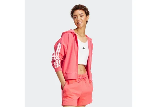 adidas Sportswear Kapuzensweatshirt W 3S FT FZ HD rot M (38/40) - Sportliche Sweatjacke für Damen, ideal für Laufen und Freizeit. Hergestellt aus 55% Baumwolle für hohen Tragekomfort und atmungsaktive Materialien.