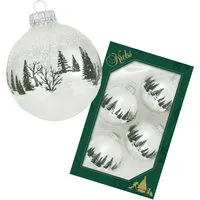 Krebs Glas Lauscha Weihnachtskugeln Winterwald 4er-Set 7cm