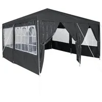 vidaXL Partyzelt Anthrazit 4x4 m mit 8 Seitenwänden - Pavillon für Outdoor-Veranstaltungen, bietet großzügigen Platz für bis zu 10 Gäste und schützt vor Wetter – ideal für Partys und Buffets.